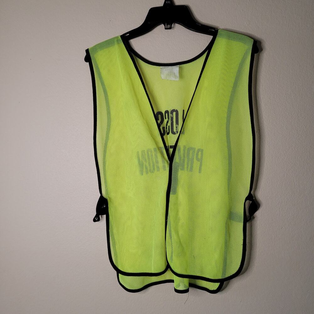 Excellent Condition Large Yellow Safety Vest with 'Lost Prevention' Print